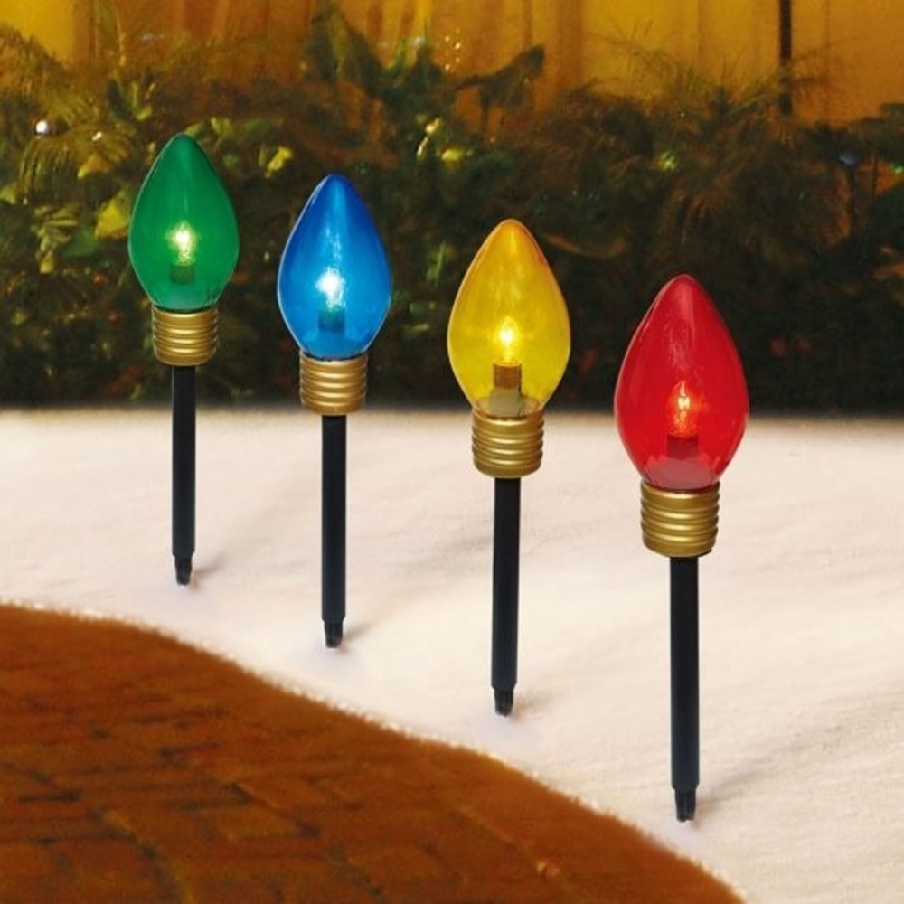 Holiday Time Indoor/Outdoor Jumbo LED C9 Bulb Pathway Lights, 4 Count